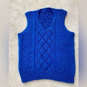 Vintage Royal Blue Hand Knit Vest